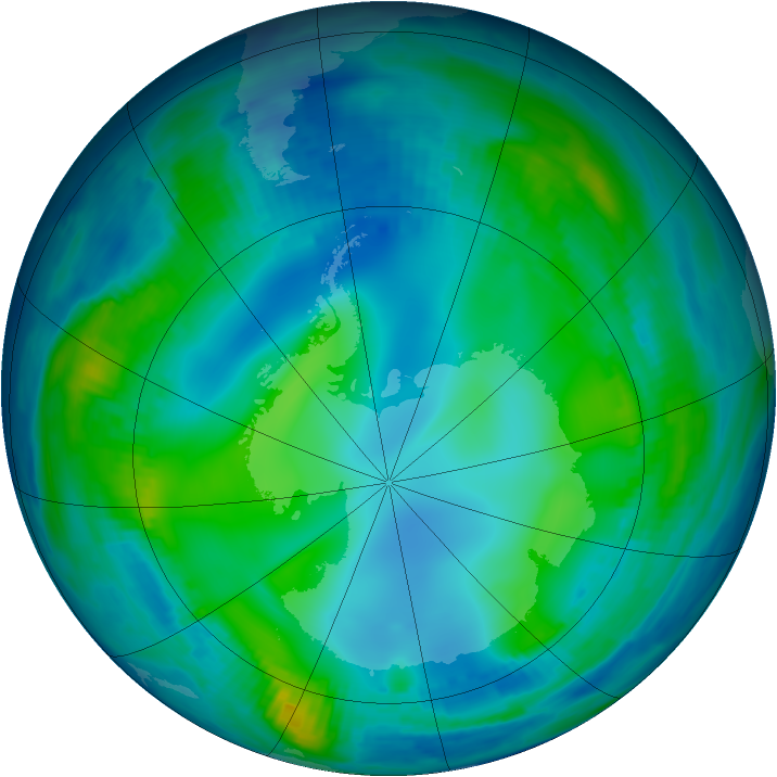 Antarctic ozone map for 29 May 1997